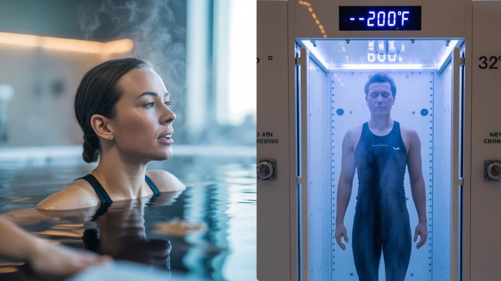 Side-by-side comparison of cold plunge and cryotherapy benefits.