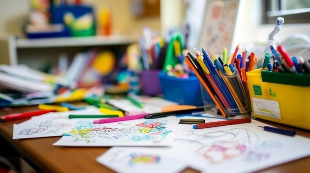 Artsy teen exploring art supplies, sketchbooks, and craft materials for creative inspiration