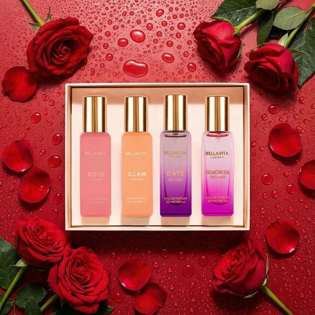BellaVita 4-piece perfume set, pick floral, sweet, or vanilla scent