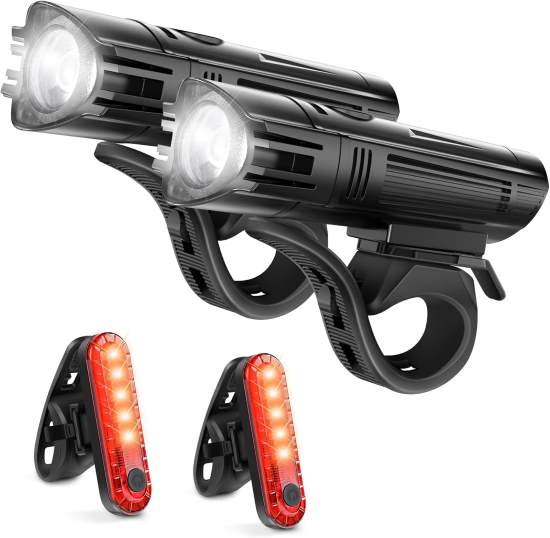 Ascher Ultra Bright USB Rechargeable Bike Light Set