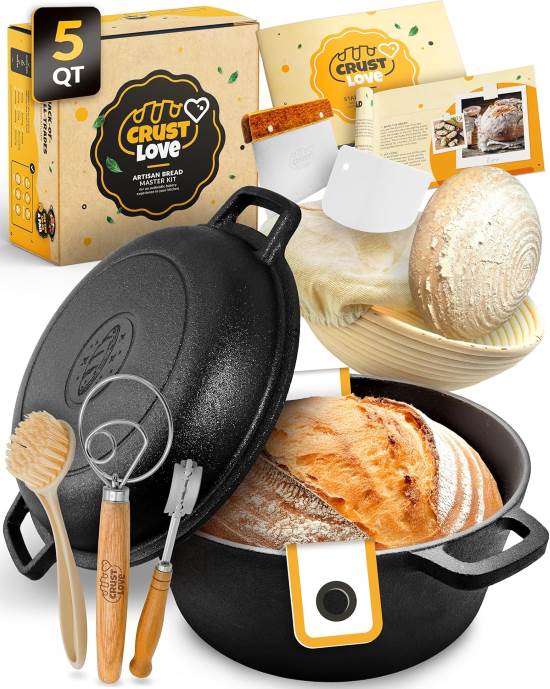 CRUSTLOVE Cast Iron Dutch Oven Bread Baking Kit
