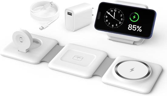 Charging Station for Apple Multiple Devices 3 in 1 Foldable Magnetic Wireless Charger Dock