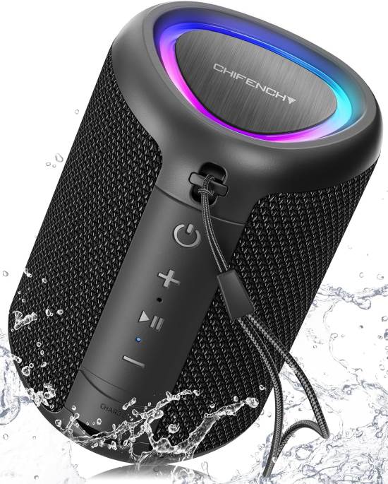 Portable Bluetooth Speaker with Light and IPX5 Waterproof Rating