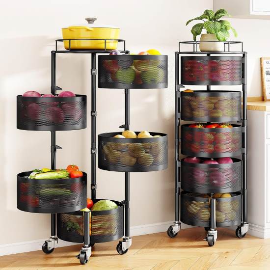 SNTD 5 Tier Rotating Fruit and Vegetable Basket Cart
