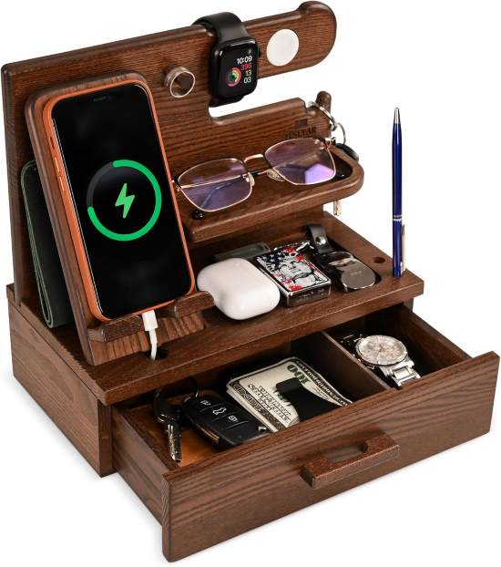 TESLYAR Wood Phone Docking Station