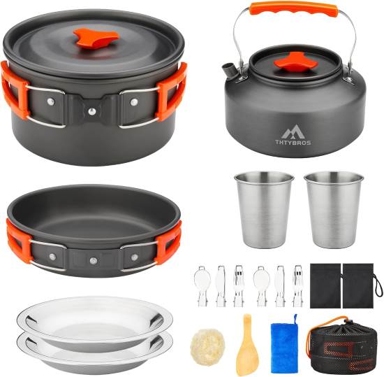 THTYBROS 17pcs Camping Cookware Kit