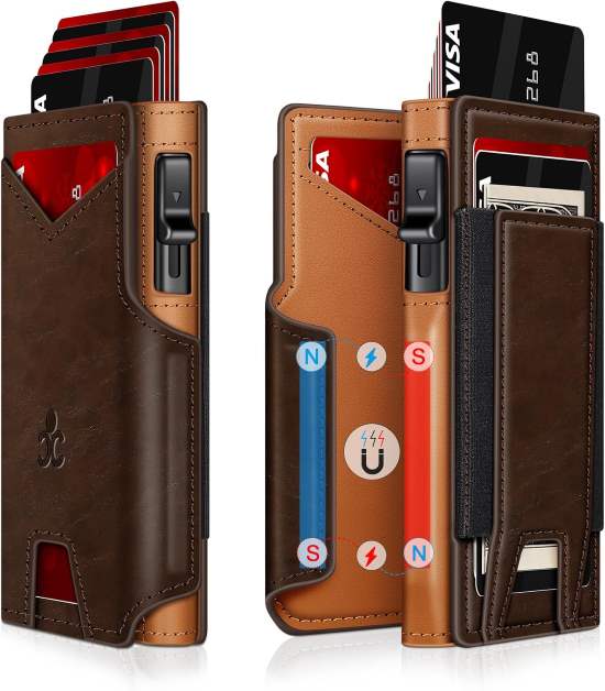 Wallet for Men Slim Pop Up Card Holder RFID Blocking