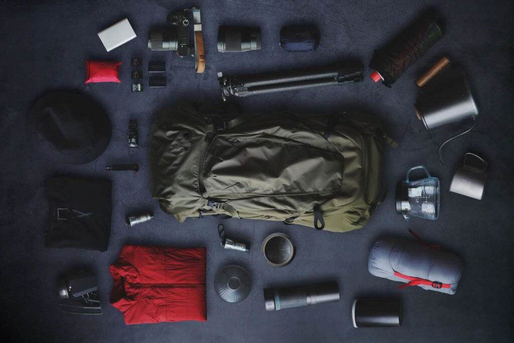 Camping gear, Hiking gear and Photography gear equipment