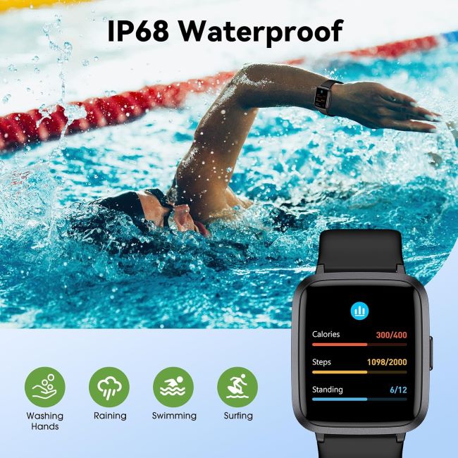 LIVIKEY fitness tracker watch with pedometer, heart rate monitor, sleep tracking, and calorie counter for daily activity