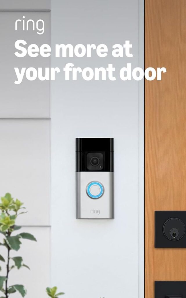 Ring Battery Doorbell Plus with HD+ head-to-toe video, motion alerts, and two-way talk for enhanced entryway security.