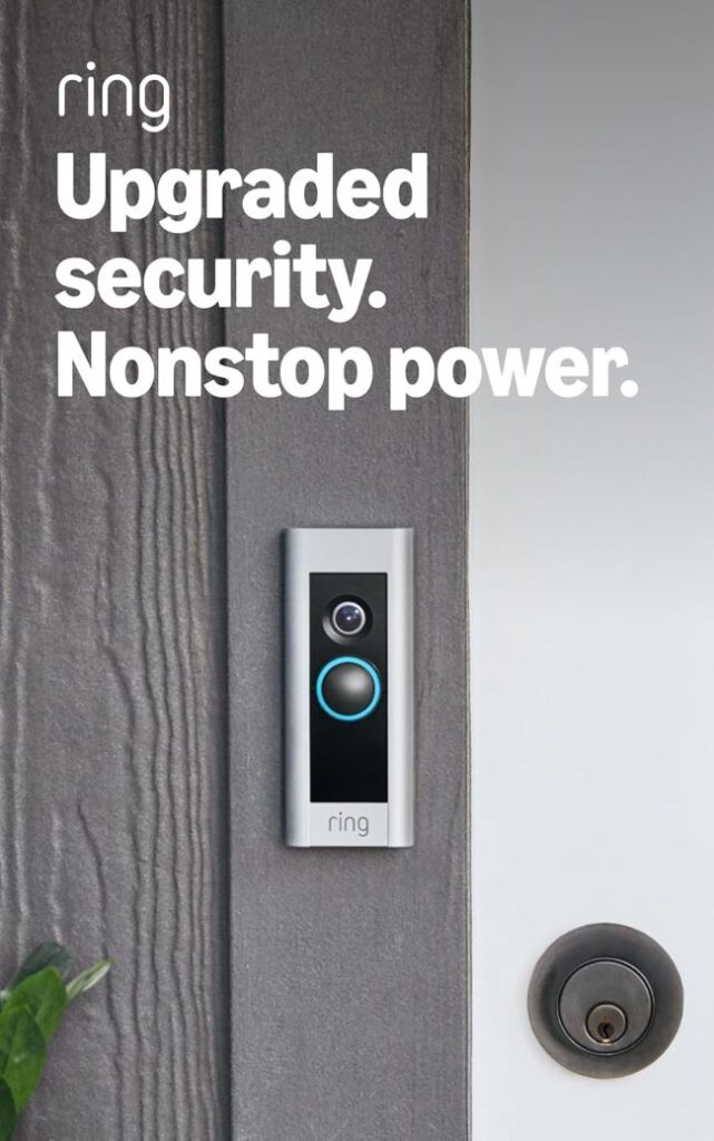 Like-New Ring Wired Doorbell Plus with upgraded features and wired installation for continuous home entry monitoring.