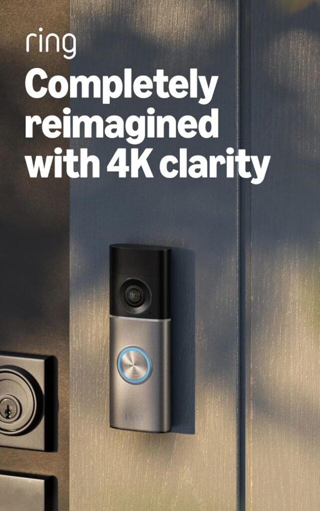 Ring Wired Doorbell Pro featuring advanced 4K retinal video, low-light vision, and wide-angle smart home security monitoring.