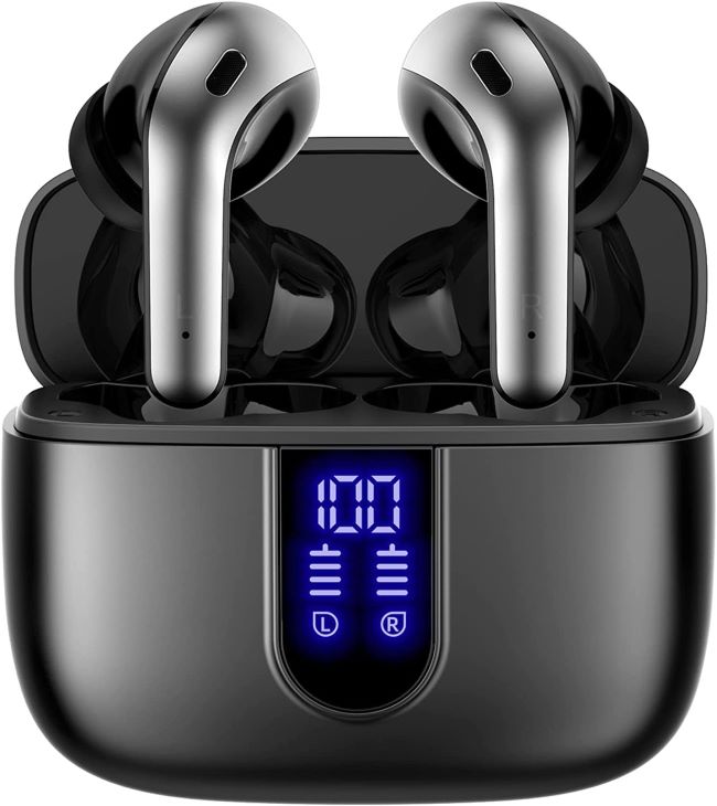 TAGRY true wireless earbuds with LED power display, long playback time, and waterproof design for sports and daily use