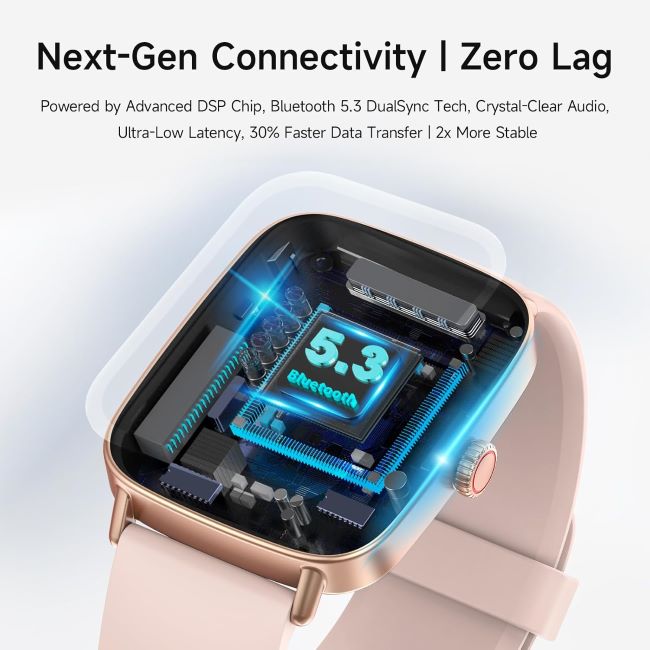 aeac women’s smart watch with 1.85-inch HD display, heart rate, SpO2, sleep tracking, and 100+ sport modes