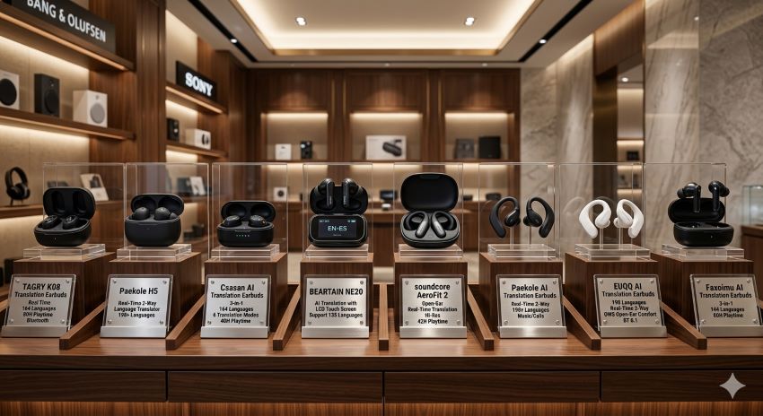 AI translation earbuds designed for travelers enabling real-time language conversations in New York (NY)