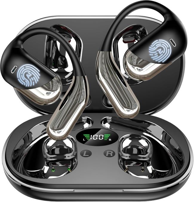 Paekole H5 AI translation earbuds with two-way language translation and Bluetooth connectivity for travel conversations