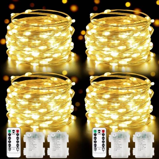 Albelt 4 Pack 33ft 100 LED Fairy Lights Battery Operated With Remote Timer