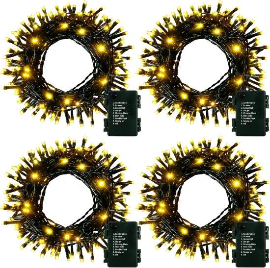 DealBeta 4 Pack Battery Operated Outdoor Christmas Tree String Lights