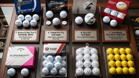 Assorted premium golf balls arranged for gifting golfers in Texas, highlighting performance, distance, and soft feel options