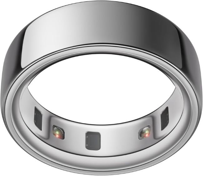 Oura Ring 4 smart ring in silver with sleep tracking, activity monitoring, women’s health insights, AI features, and up to 8-day battery life