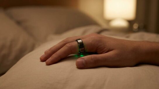 Person using a fitness ring to track heart rate data