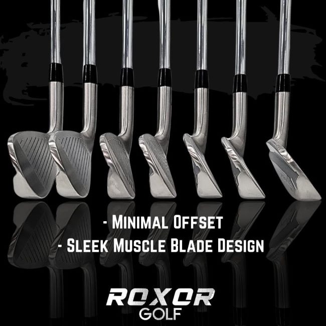 RXR full men’s golf iron set including 4–P wedges with steel shafts, designed for right-handed players seeking complete club coverage