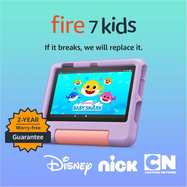 Amazon Fire 7 Kids Tablet with durable kid-proof case for learning, games, and reading in California