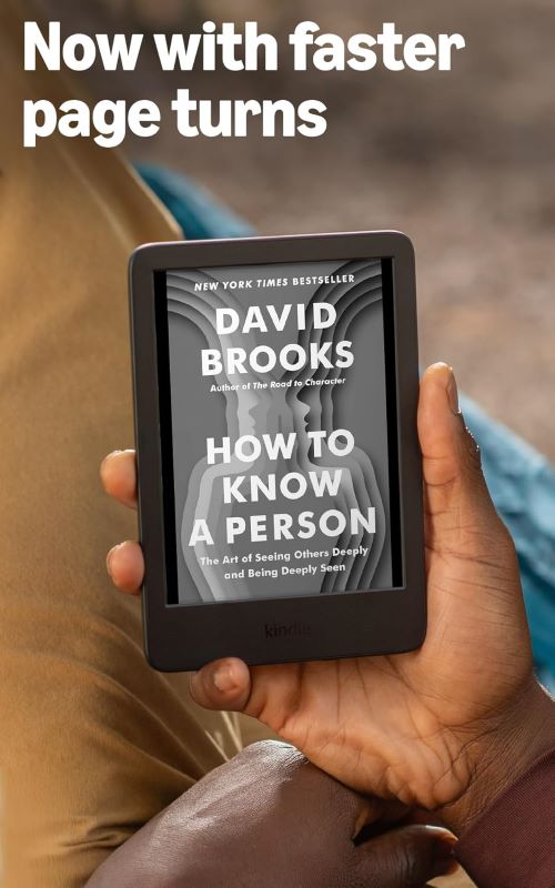 Kindle 16 GB eReader showing an ebook on its glare-free display
