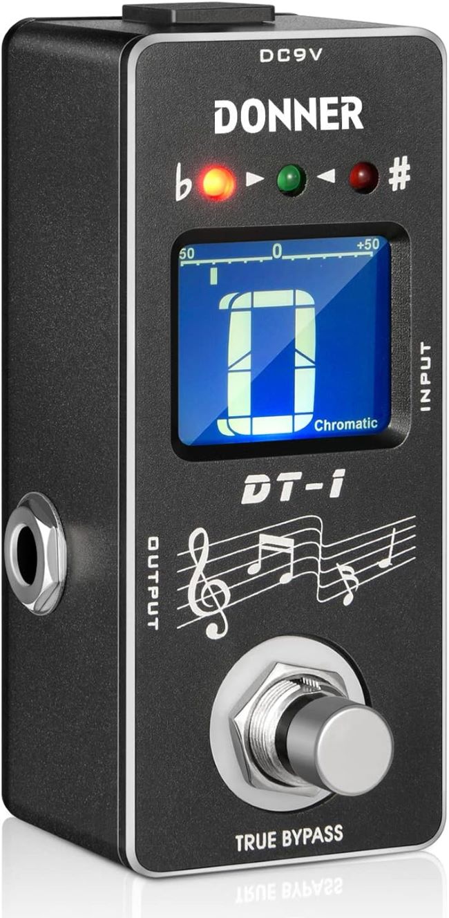 Donner DT-1 chromatic guitar tuner pedal with bright pitch indicator in Florida