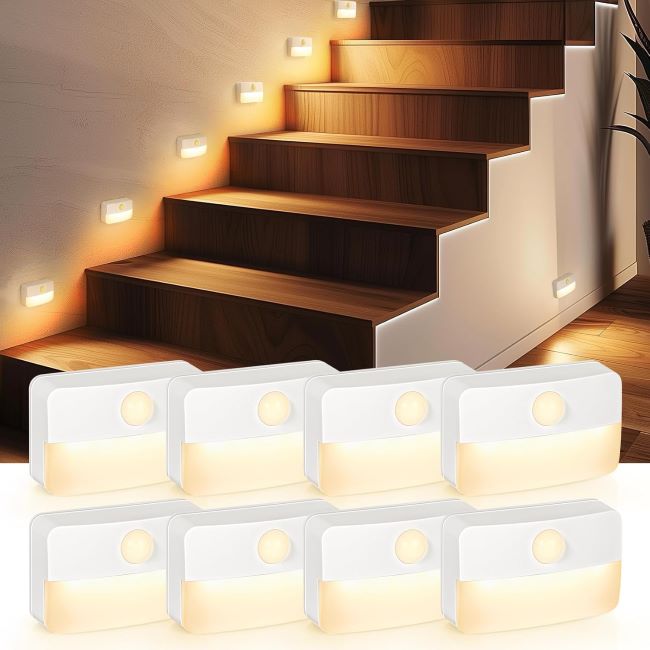 Guankai wireless battery-operated motion sensor stair lights for closets, hallways, kitchens, and bedrooms