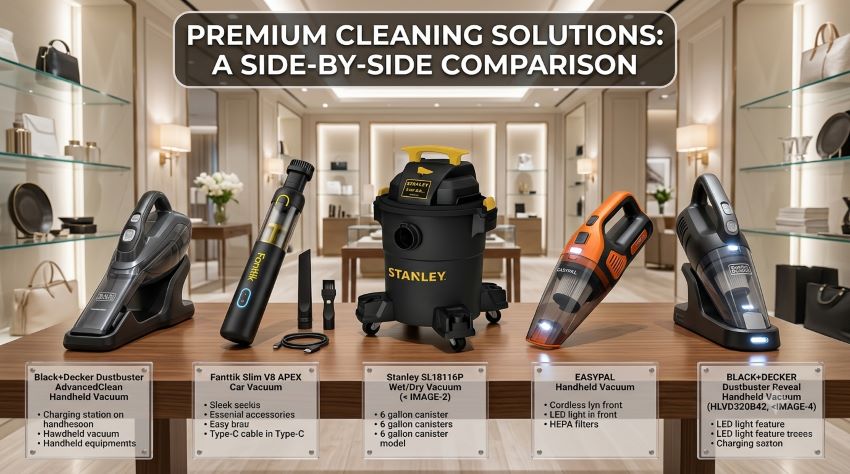 Powerful cordless car vacuum cleaner removing dirt and pet hair from a Florida vehicle interior