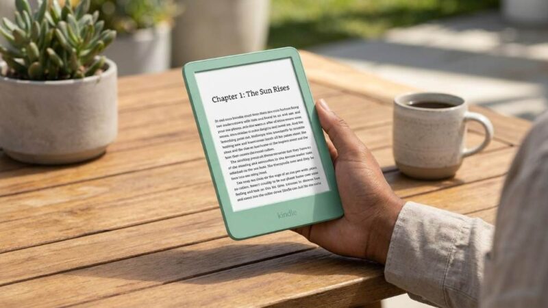 Amazon Kindle 16GB eReader displaying an ebook on a glare free screen