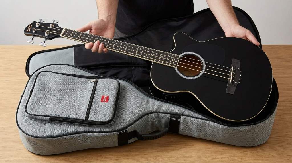 Electronic tuner displaying accurate bass guitar pitch