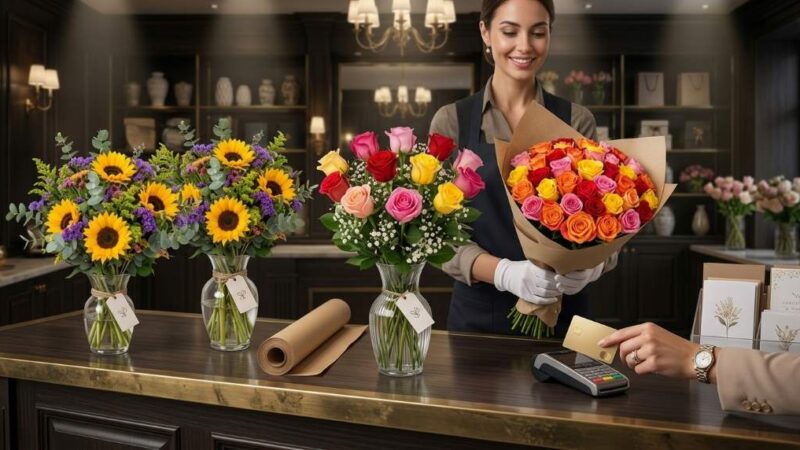 Fresh mixed flower bouquet arranged by a local florist