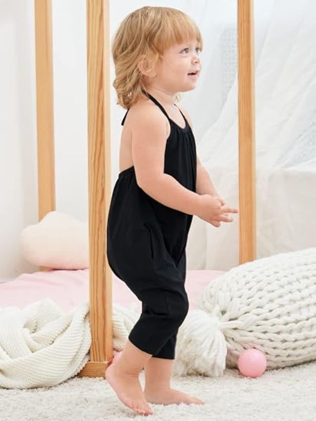 Lindanina toddler girls' casual jumpsuit with pockets for summer outings