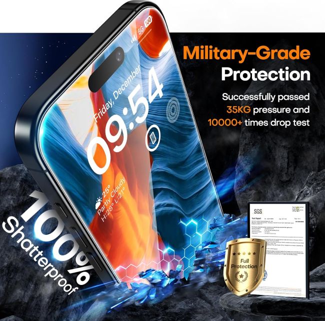 TAURI tempered glass iPhone 15 Pro Max screen protector with 9H hardness