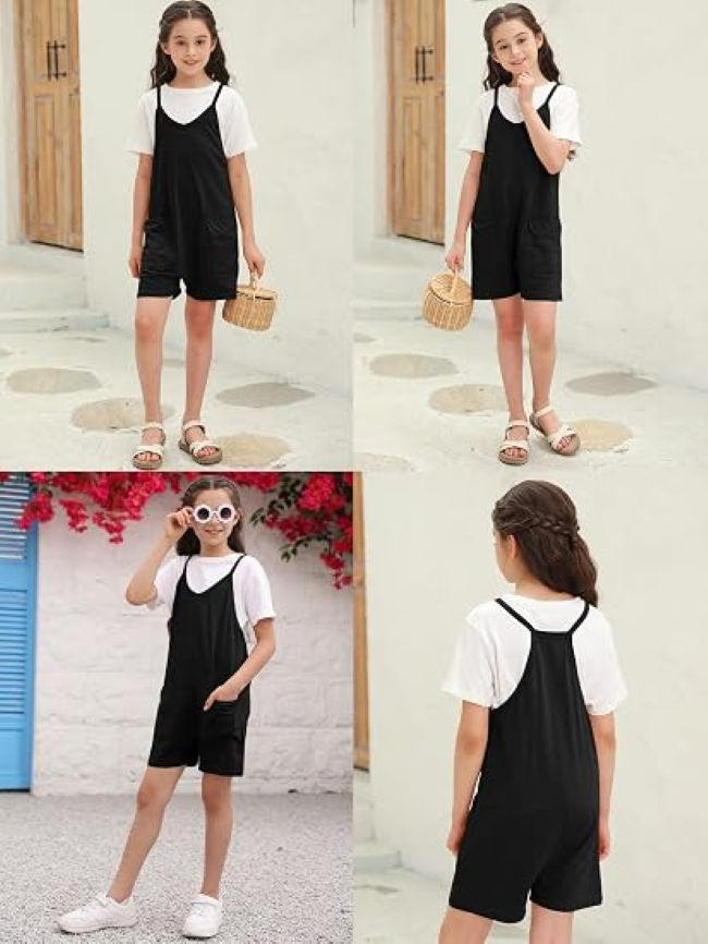 Tongmingyun girls' sleeveless romper styled for casual warm-weather outings