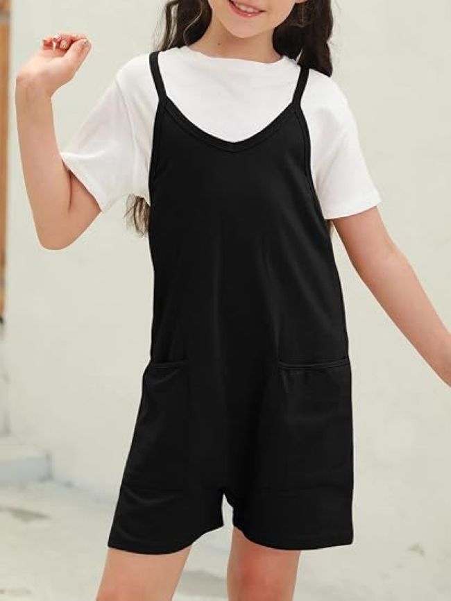 Tongmingyun Girls' one-piece romper with a comfortable fit for summer play and everyday activities
