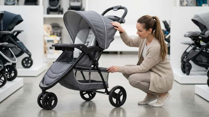 Baby Trend Expedition three-wheel jogging stroller with matching car seat docked on frame.