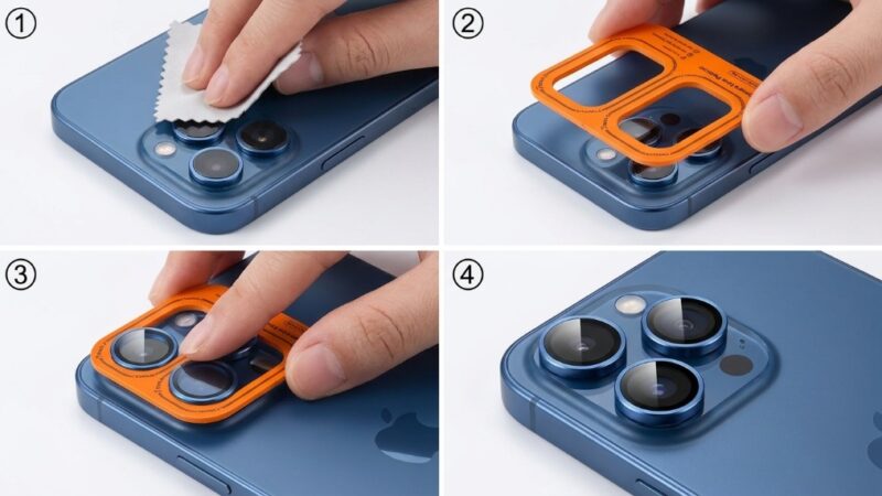 Clean iPhone 17 Pro camera plateau before applying a lens protector