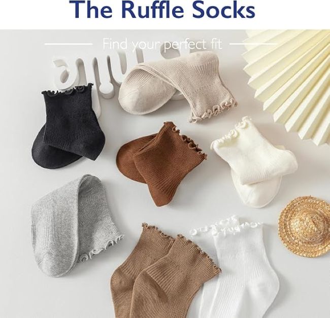 Hstyle women's decorative ruffle socks
