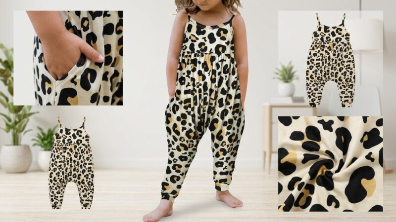 Yousie toddler girls romper in soft cotton with bottom snaps